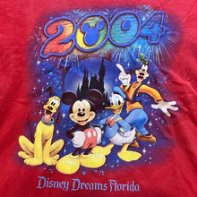 Load image into Gallery viewer, 2004 Disney Shirt Mens Medium Mickey Mouse Donald Duck Goofy Pluto Florida Red