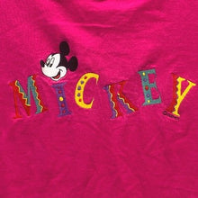 Load image into Gallery viewer, Mickey Mouse Shirt Mens Large Spell Out Embroidered Festival Everyday Streetwear
