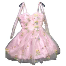 Load image into Gallery viewer, Pink Tulle Dress Womens 12 Fairycore Embroidered Corset Gothcore Streetwear