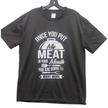 Load image into Gallery viewer, Meat In Your Mouth Shirt Mens Large Grill Spell Out Funny Dad Streetwear