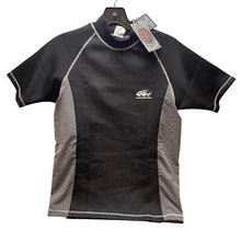 Load image into Gallery viewer, Ancient Fish King Rash Guard Youth Large Scuba Snorkling Surfing Black Gray NWT