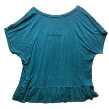 Load image into Gallery viewer, Soma Shirt Womens Extra Large Teal Green Polka Dot Ruffle Hem Top Oversized