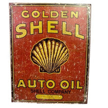 Load image into Gallery viewer, Golden Shell Auto Oil Metal Sign Advertising Gas Station Decor Man Cave