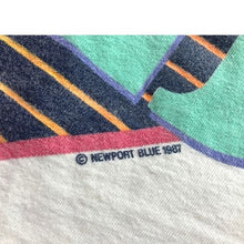 Load image into Gallery viewer, Vintage Newport Blue Shirt Mens Medium 1987 Single Stitch Spell Out Beachy Sail