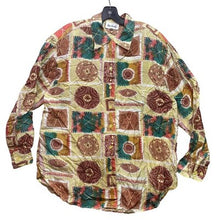 Load image into Gallery viewer, Vintage Two Twenty Shirt Womens Large Silk Patchwork Aztec Festival Career