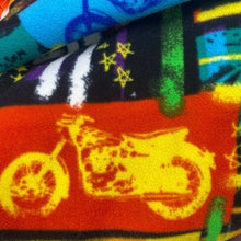 Load image into Gallery viewer, Hand Tied Fleece Blanket Motorcycle Bike 50x64 Throw Orange Rainbow