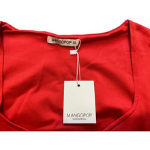 Load image into Gallery viewer, MangoPop Bodysuit Womens XL Red Long Sleeve Scalloped Neckline Basic Everyday