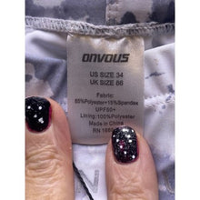 Load image into Gallery viewer, Onvous Shorts Mens 34 UPF 50+ Lycra Gray Camo Cycling Running Drawstring