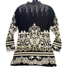 Load image into Gallery viewer, V Cristina Blouse Womens Medium Baroque Paisley Rhinestone Embellished Mature