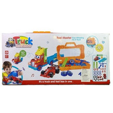Load image into Gallery viewer, Semi-Truck Trailer Playset Lights Music Racecar Toy Toolbox Kids 3+ 36 Pieces