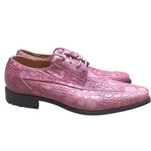 Load image into Gallery viewer, Antonio Mazzetti Shoes Mens 7.5D Pink Crocodile Embossed Leather Derby