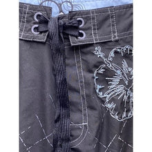 Load image into Gallery viewer, Ocean Pacific Shorts Mens 34 Embroidered Surfing Wraparound Surfing AOP Black