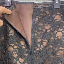 Load image into Gallery viewer, Black Lace Skirt Womens 12 Lined Old Money Career Office Cocktail Party