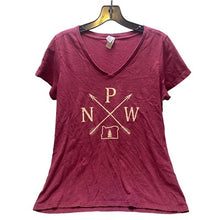 Load image into Gallery viewer, Oregon Shirt Womens Large PNW Pacific Northwest Heathered Red Casual V Neck
