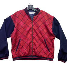 Load image into Gallery viewer, Vtg Wimbledon Bomber Jacket Mens Medium Red Tartan Plaid Color Block Performance