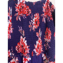 Load image into Gallery viewer, Pacific Vibes Dress Womens Extra Large Bloomcore Navy Red Maxi Smocked Sundress