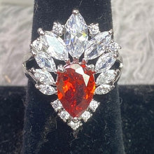 Load image into Gallery viewer, Orange Red Marquise Crystal Pendant Necklace Earrings Ring Jewelry Set Gift Box
