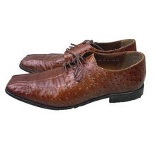 Load image into Gallery viewer, Stacy Adams Shoes Mens 13M Brown Leather Ostrich Embossed Square Toe Oxford