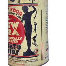 Load image into Gallery viewer, Vintage New Era Potato Chips Advertising Tin Can Nicolay Dancey Art Deco Red Lid