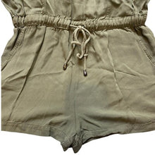Load image into Gallery viewer, Olive & Oak Romper Womens Small Army Green Utility Drawstring Sleeveless Rayon