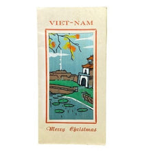 Load image into Gallery viewer, Vintage Vietnam Handpainted Silk Christmas Card