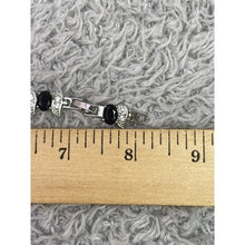 Load image into Gallery viewer, Oval Black Gemstone Crystal Bracelet Silver Tone Cocktail Festival Gift Box
