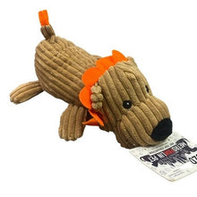 Load image into Gallery viewer, Lion Dog Toy Squeaker Corduroy 12" long Metro PawLin Pet