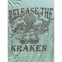 Load image into Gallery viewer, Release The Kraken Shirt Womens Medium Pirate Turquoise Blue Grunge Westport WA