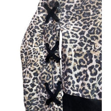 Load image into Gallery viewer, Victoria's Secret Hoodie Womens Large Leopard Lace Up Crop Full Zip Oversize