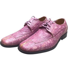 Load image into Gallery viewer, Antonio Mazzetti Shoes Mens 7.5D Pink Crocodile Embossed Leather Derby