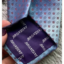 Load image into Gallery viewer, BRONZINI Necktie Mens Silk Blue Unicorn Logo AOP Career