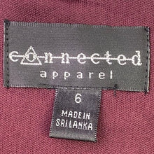Load image into Gallery viewer, Connected Apparel Dress Womens 6 Burgundy Lace Textured V-Neck Fit and Flare