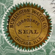 Load image into Gallery viewer, Antique 1913 Burlington Watch Co. Certificate Guarantee Ephemera Collectible