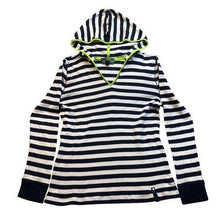 Load image into Gallery viewer, Ralph Lauren Shirt Womens Large Striped Hooded Waffle Knit Preppy Academia
