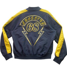 Load image into Gallery viewer, Vintage Engine Crossing Jacket Mens Medium Spell Out Embroidered Bomber