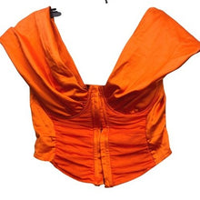 Load image into Gallery viewer, Pretty Little Thing Blouse Womens 8 Corset Ruched Mesh Draped Festival Hook Eye