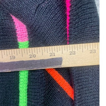 Load image into Gallery viewer, Runway 7 Sweater Womens 2XL Black Neon Stripe Fringe Tassel Festival Streetwear