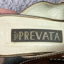 Load image into Gallery viewer, Prevata Shoes Womens 7 Gold Italian Mules Heels Metallic Festival Party Career