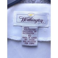Load image into Gallery viewer, Vintage Worthington Blouse Womens 10 Ivory Embroidered Shoulder Pads Mature