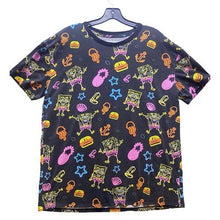 Load image into Gallery viewer, Nickelodeon Shirt Mens Extra Large Spongebob Neon Trippy Hip Hop Black AOP