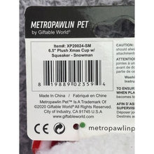 Load image into Gallery viewer, Snowman Dog Toy Plush Squeaker Christmas 6.5" Tall