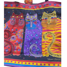 Load image into Gallery viewer, Laurel Burch Tote Bag Feline Fantasy Rainbow Cats Whimsical Art Boho Festival