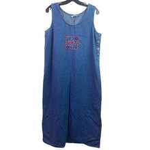 Load image into Gallery viewer, Carolina Blues Dress Womens 14 Denim Embroidered Patchwork Teachercore 45" Long