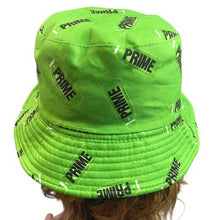 Load image into Gallery viewer, PRIME Bucket Hat Adult Reversible Neon Green Promo Trendy AOP Beachy Streetwear