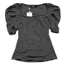 Load image into Gallery viewer, Merokeety Shirt Womens Small Striped Puff Sleeve Square Neck Baby Doll Tee NWT