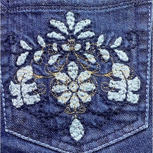 Load image into Gallery viewer, Chicos Jeans Womens Large Embroidered Crocheted Preppy Academia Festival
