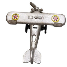 Load image into Gallery viewer, Cast Iron Airplane Toy Silver Biplane