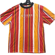 Load image into Gallery viewer, Guess Shirt Mens Medium Striped Colorblock Spell Out Preppy Academia Streetwear