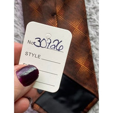 Load image into Gallery viewer, Van Heusen Necktie Mens Silk Brown Orange Plaid Stain Resistant Career