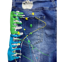 Load image into Gallery viewer, Rutherford Shorts Mens 36 Distressed Thrashed AOP Slim Streetwear Skater Grunge